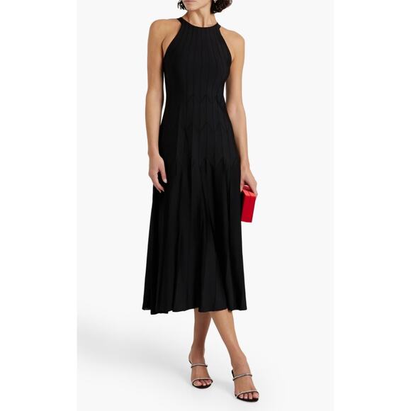 Carolina Herrera Dresses & Skirts - CAROLINA HERRERA Pleated Stretch-knit Midi Dress Fit Flare Elegant Minimalist L